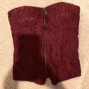 Maroon strapless zip top brand new with tags